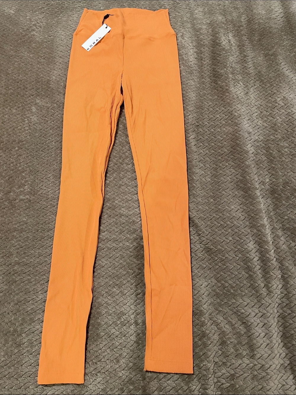Koral Ribbed High-Waist Leggings in Orange
